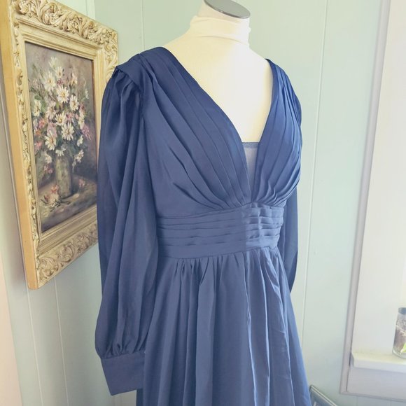 Navy Blue Chiffon Formal Dress, Wedding, Prom, Bridesmaid, Party, Evening, Opera - Picture 5 of 16